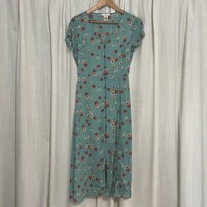 Short Sleeve Floral Button Down Dress